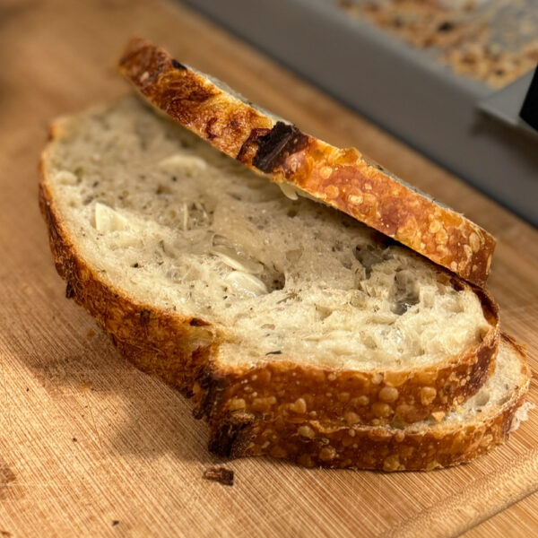 Garlic and Italian Herbs Sourdough Loaf Sliced