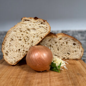 Sourdough Onion and Asiago Loaf crumb