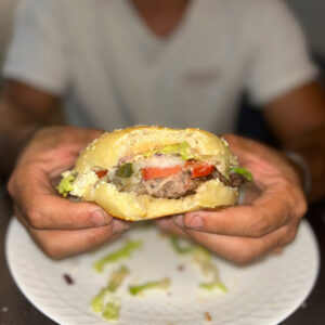 Sourdough burger bun bite