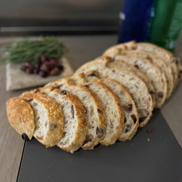 Sourdough olive and rosemary loaf - frozen crumb