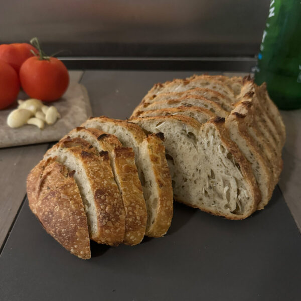 Sourdough Roasted Garlic & Italian Herbs Loaf - Frozen Crumb